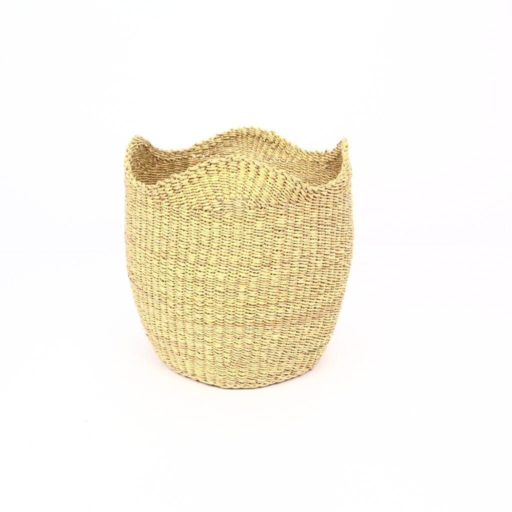 Petit panier bolga naturel bordure vague