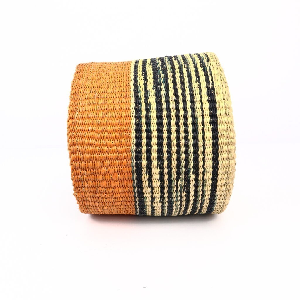 Petit panier bolga tricolore orange noir naturel – Image 3