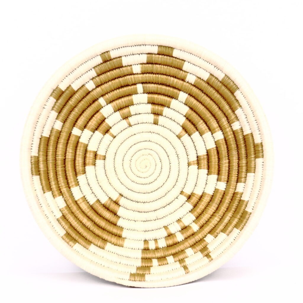 Petit panier africain tissé blanc beige #1