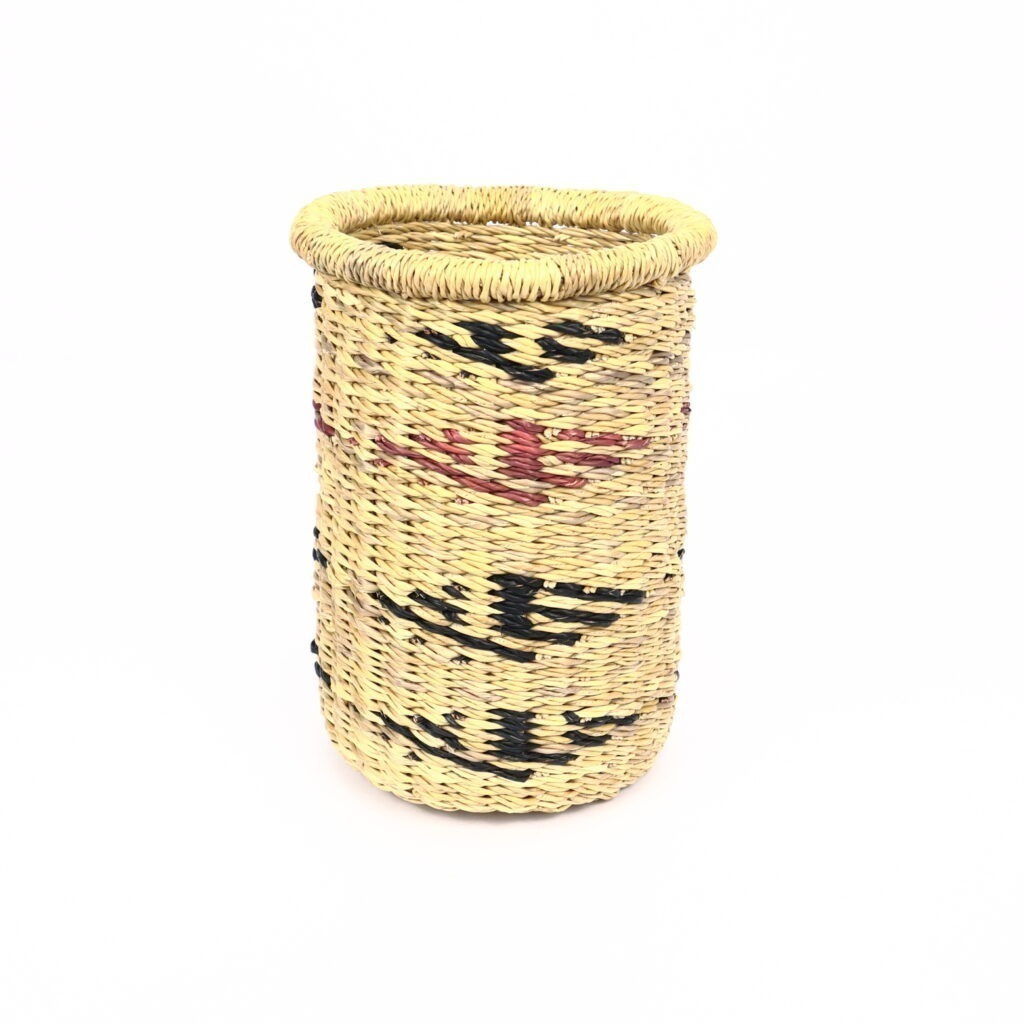 Pot rond naturel motif losanges
