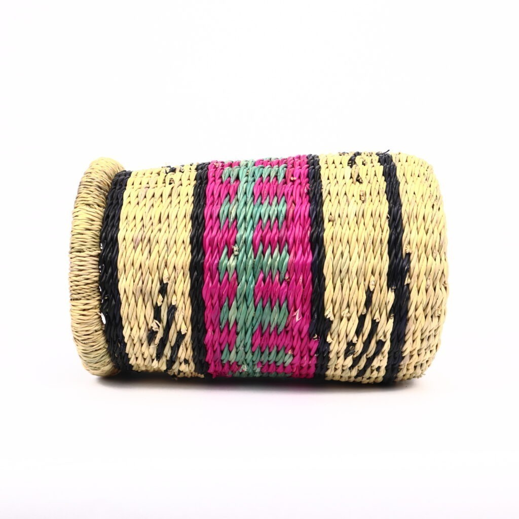 Pot rond naturel rose motif losanges - Image 3