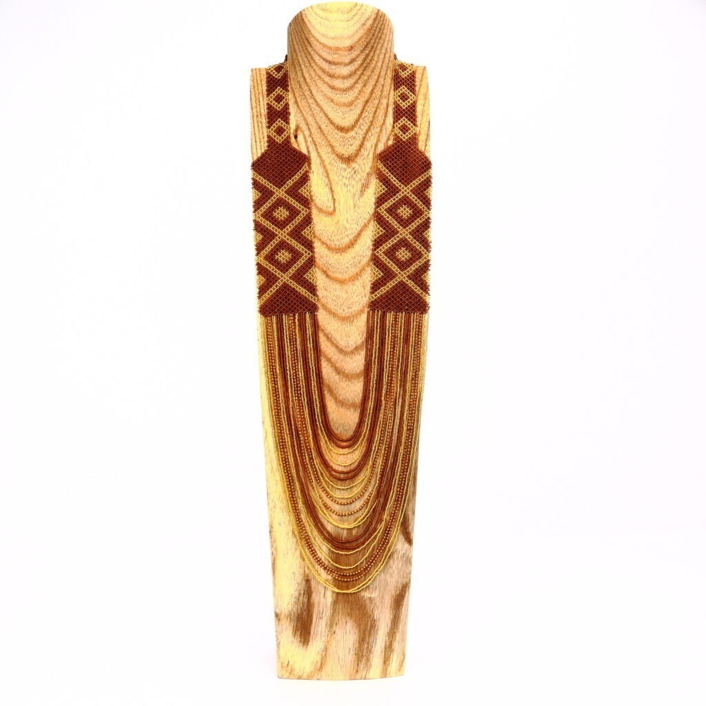 Collier massaï losange marron doré