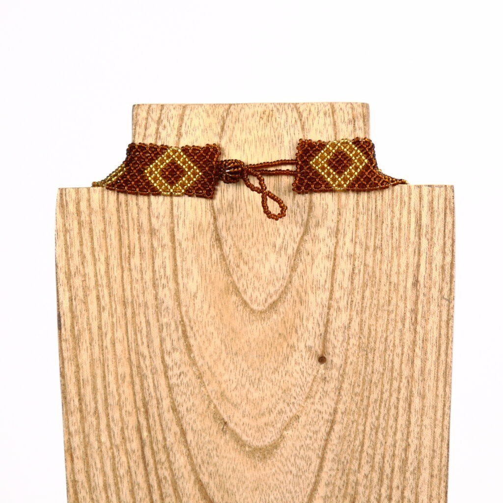Collier massaï losange marron doré – Image 3