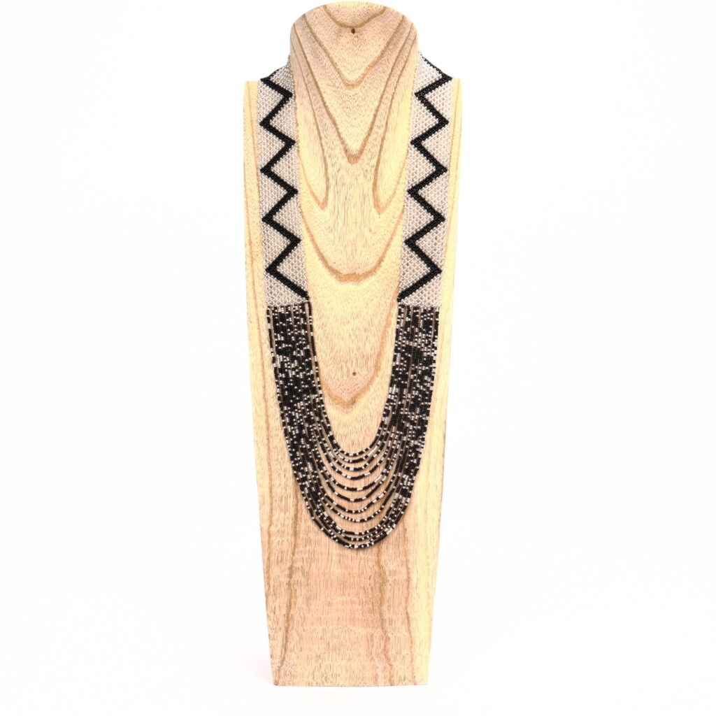 Collier massaï zigzag noir argenté