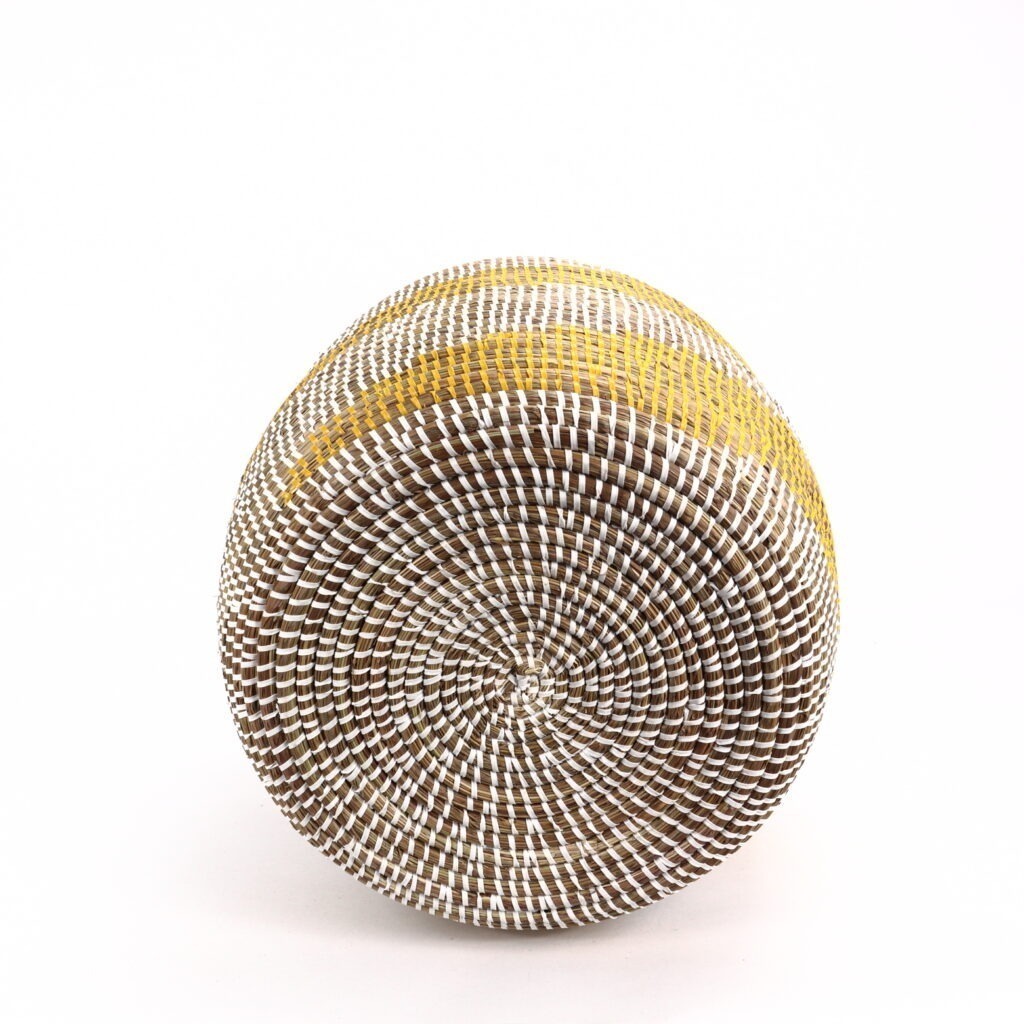 Panier africain moyen blanc jaune spirale S – Image 3