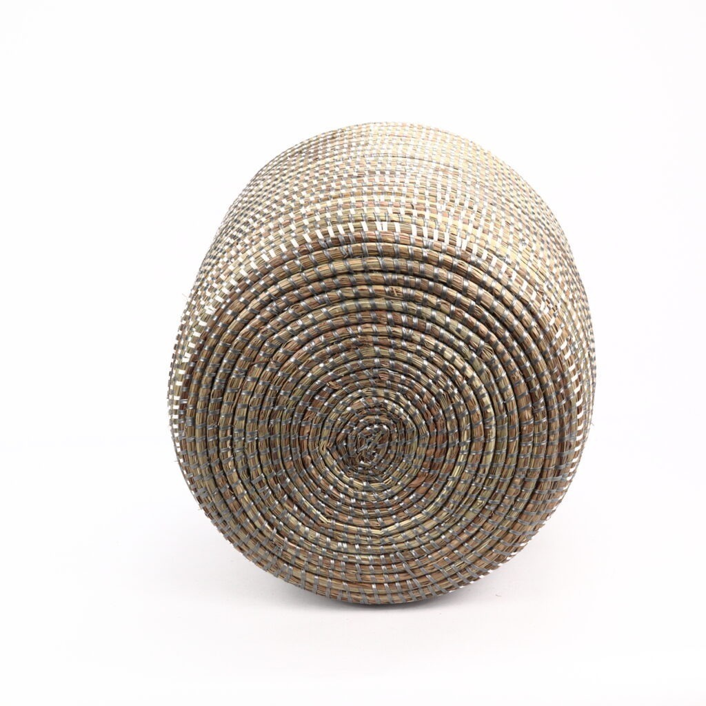 Panier africain moyen cylindrique blanc gris S – Image 3