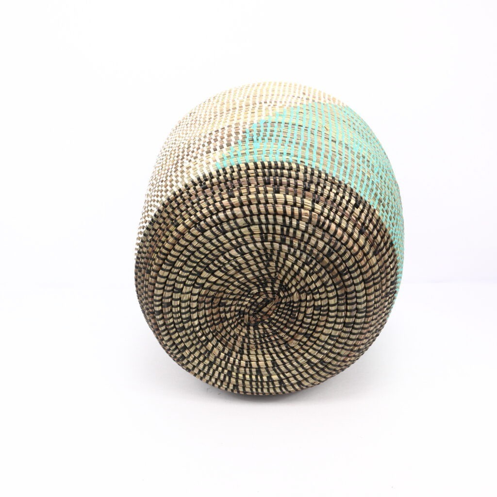 Panier africain moyen cylindrique blanc noir turquoise S – Image 3