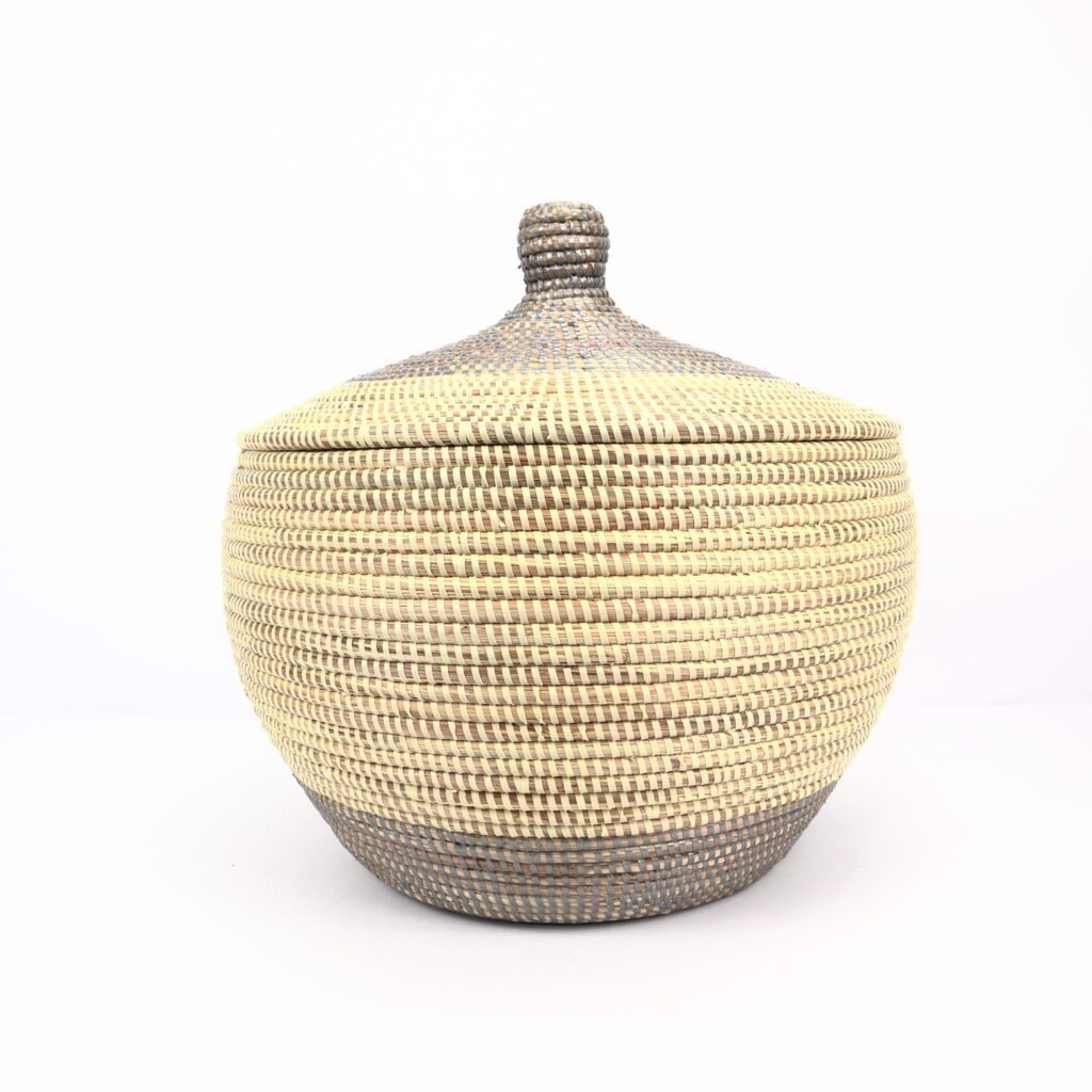 Panier africain moyen gris crème S