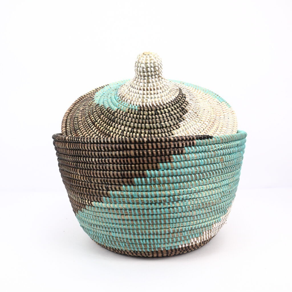Panier africain moyen turquoise blanc noir S – Image 3