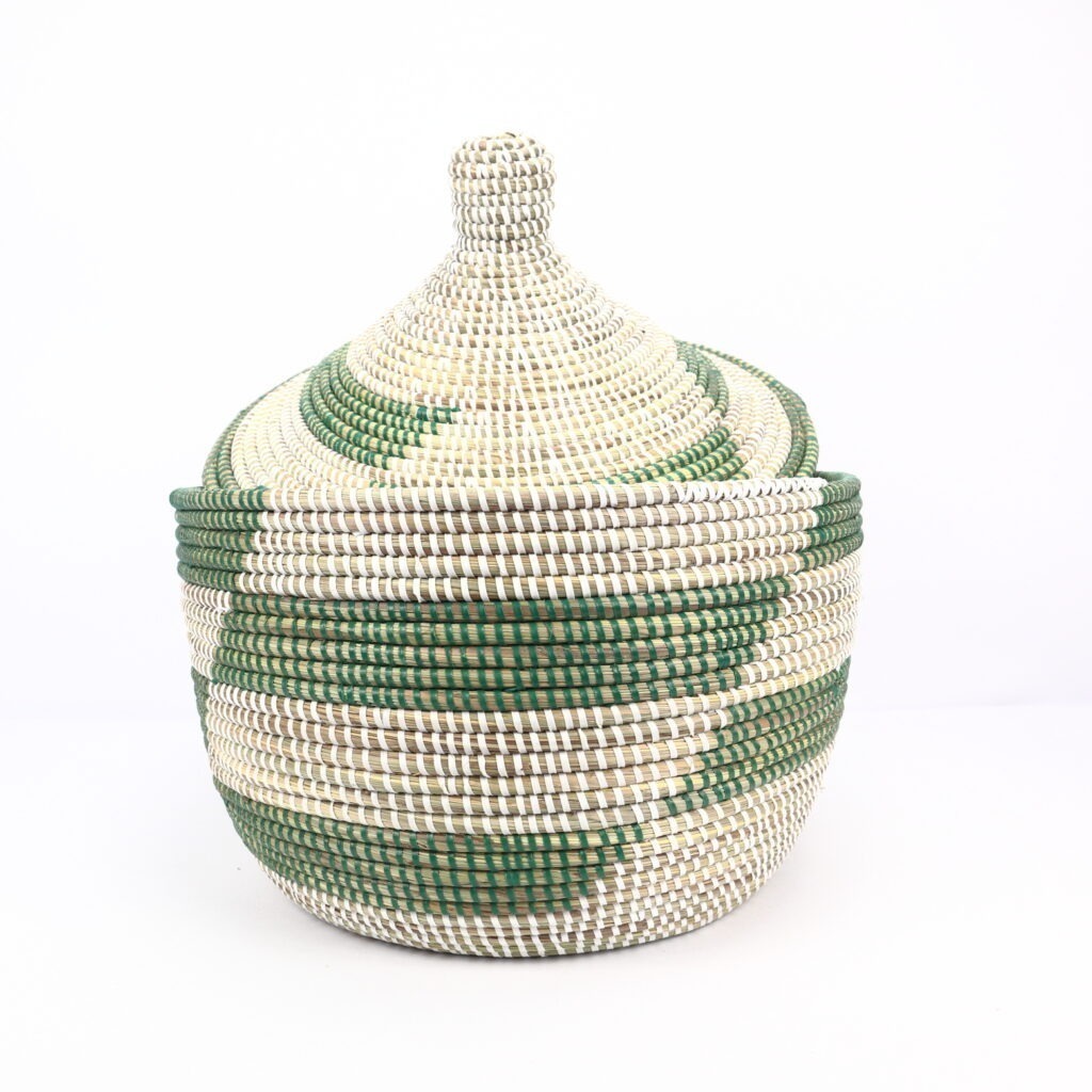 Panier africain moyen vert blanc M – Image 3